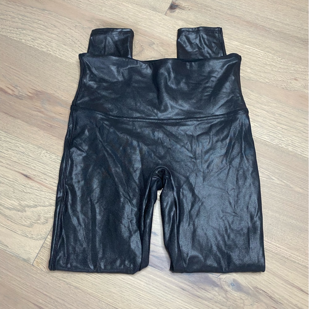 SPANX Black Faux Leather High-Waist Leggings